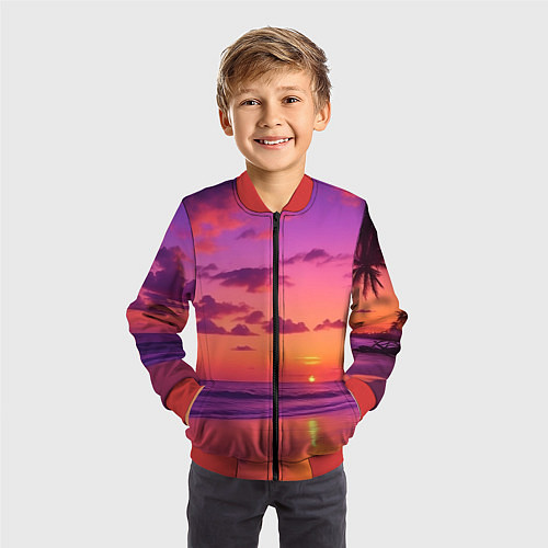 Детский бомбер Пляж vice city / 3D-Красный – фото 3