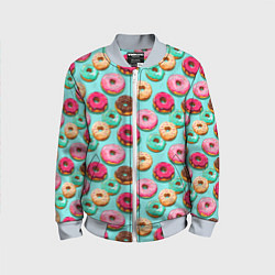 Бомбер детский Разноцветные пончики паттерн, цвет: 3D-серый