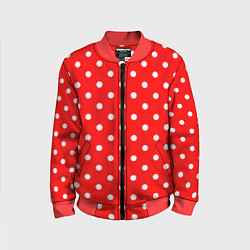 Детский бомбер Белый горошек на красном