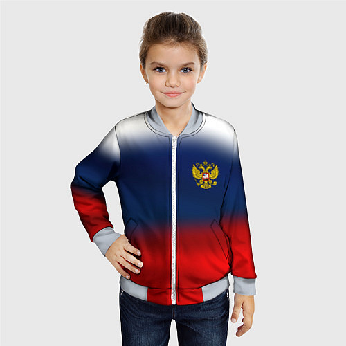 Детский бомбер Символика России герб / 3D-Серый – фото 4