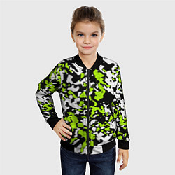 Бомбер детский Абстракция чёрно-зелёная, цвет: 3D-черный — фото 2