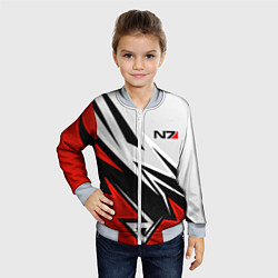 Бомбер детский N7 mass effect - white and red, цвет: 3D-серый — фото 2