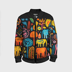 Детский бомбер Африканский узор со слонами - нейросеть
