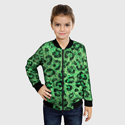 Бомбер детский Зелёный леопард паттерн, цвет: 3D-черный — фото 2