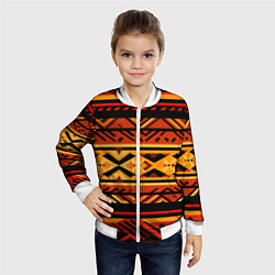 Бомбер детский Узор в этническом стиле масаев, цвет: 3D-белый — фото 2