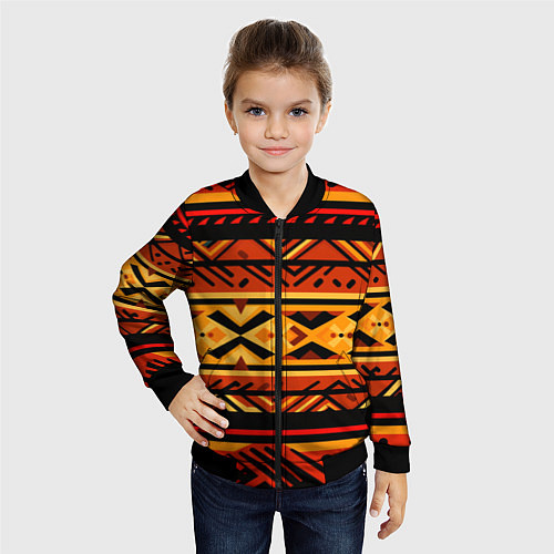 Детский бомбер Узор в этническом стиле масаев / 3D-Черный – фото 4