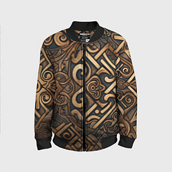 Бомбер детский Асимметричный узор в викингском стиле, цвет: 3D-черный