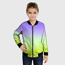 Бомбер детский Фиолетовый мятный и желто-зеленый градиент, цвет: 3D-черный — фото 2