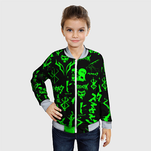 Детский бомбер Berserk neon green / 3D-Серый – фото 4