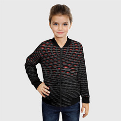 Бомбер детский Узор на чёрно красном карбоновом фоне, цвет: 3D-черный — фото 2