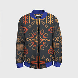 Бомбер детский Орнамент в славянском стиле, цвет: 3D-синий