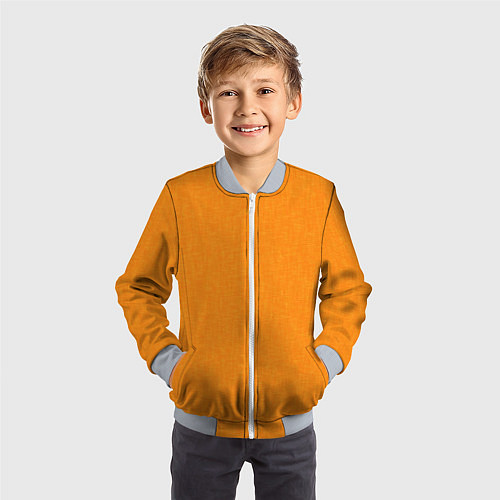 Детский бомбер Жёлто-оранжевый текстура однотонный / 3D-Серый – фото 3