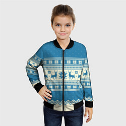 Бомбер детский Sweater with deer on a blue background, цвет: 3D-черный — фото 2