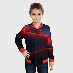 Бомбер детский Темная красная и синяя абстракция, цвет: 3D-красный — фото 2