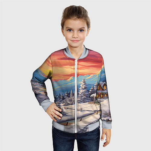 Детский бомбер Северное сияние веселья / 3D-Серый – фото 4