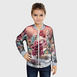 Бомбер детский Зимний закат новый год, цвет: 3D-серый — фото 2