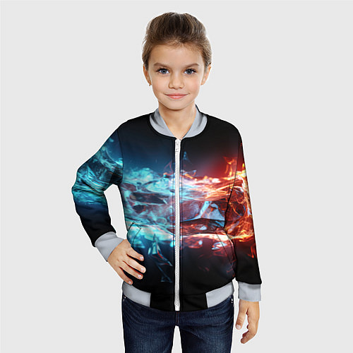 Детский бомбер Лед и пламя абстракция / 3D-Серый – фото 4