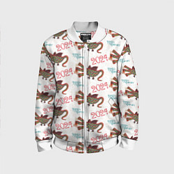 Бомбер детский Паттерн с русским драконом, цвет: 3D-белый