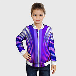 Бомбер детский Фиолетовые линии и полосы, цвет: 3D-белый — фото 2
