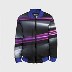 Бомбер детский Фиолетовые полосы на черном фоне, цвет: 3D-синий