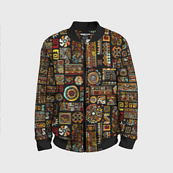 Бомбер детский Африканский этнический орнамент, цвет: 3D-черный