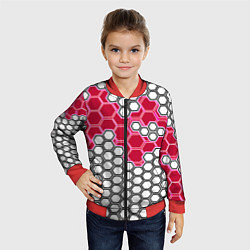 Бомбер детский Красная энерго-броня из шестиугольников, цвет: 3D-красный — фото 2