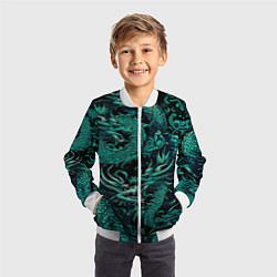 Бомбер детский Дракон бирюзового цвета, цвет: 3D-белый — фото 2