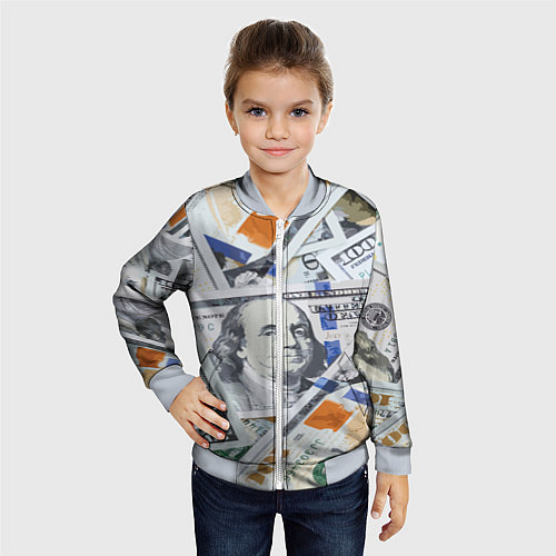 Детский бомбер Сто зеленых / 3D-Серый – фото 4