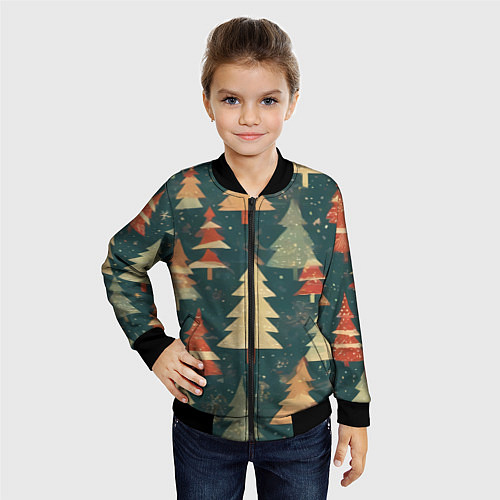 Детский бомбер Елки новый год / 3D-Черный – фото 4