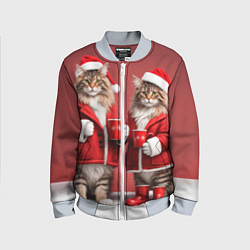 Детский бомбер С новым котом - два кота в костюмах Санты