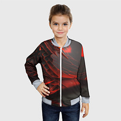 Бомбер детский Красная сеть на чёрном фоне, цвет: 3D-серый — фото 2