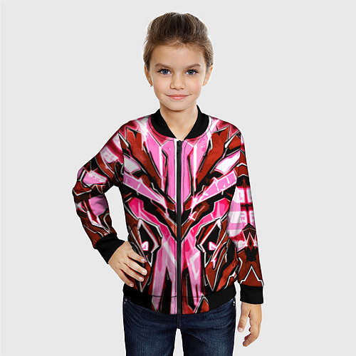 Детский бомбер Розовый кибер доспех / 3D-Черный – фото 4