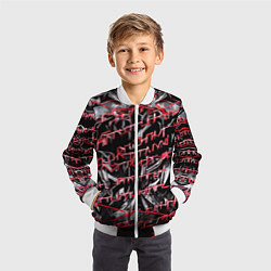 Бомбер детский Инопланетный текст красный, цвет: 3D-белый — фото 2