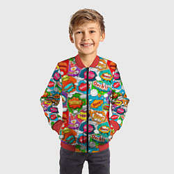 Бомбер детский Bang Boom Ouch pop art pattern, цвет: 3D-красный — фото 2