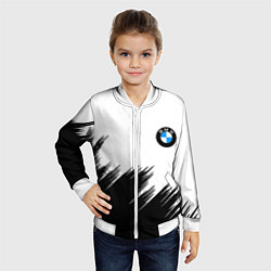 Бомбер детский BMW чёрные штрихи текстура, цвет: 3D-белый — фото 2