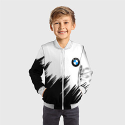 Бомбер детский BMW чёрные штрихи текстура, цвет: 3D-белый — фото 2