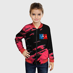 Бомбер детский NBA краски текстура, цвет: 3D-красный — фото 2