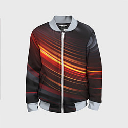 Бомбер детский Яркая оранжевая полосы на черной абстракции, цвет: 3D-серый