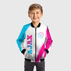 Бомбер детский Ajax neon gradient style вертикально, цвет: 3D-черный — фото 2