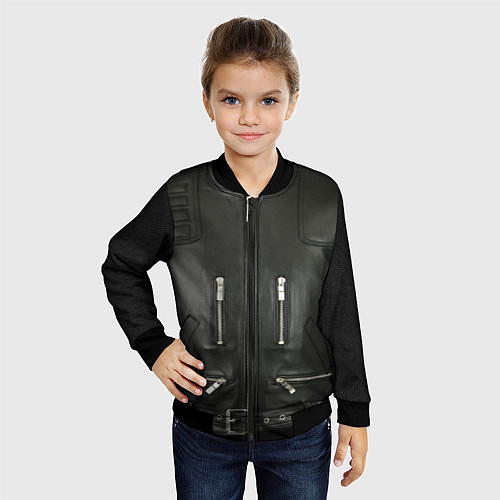 Детский бомбер Terminator first - leather jacket / 3D-Черный – фото 4