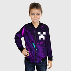 Бомбер детский Minecraft neon gaming, цвет: 3D-черный — фото 2