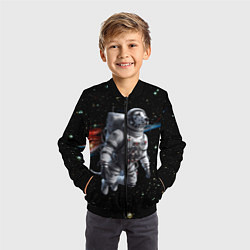 Бомбер детский The dalmatian brave cosmonaut - ai art, цвет: 3D-черный — фото 2