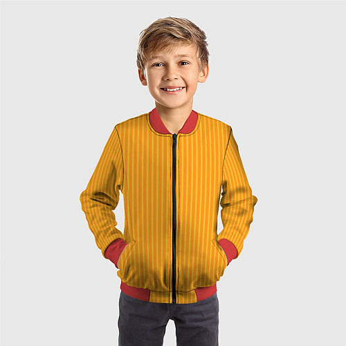 Детский бомбер Жёлтый полосатый / 3D-Красный – фото 3