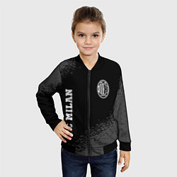 Бомбер детский AC Milan sport на темном фоне вертикально, цвет: 3D-черный — фото 2