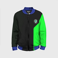 Бомбер детский Skoda pattern sport green, цвет: 3D-синий