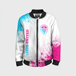Бомбер детский Leeds United neon gradient style вертикально, цвет: 3D-черный