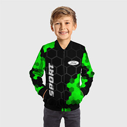 Бомбер детский Ford green sport hexagon, цвет: 3D-черный — фото 2