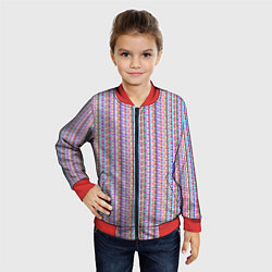 Бомбер детский Искажённые цветные полосы, цвет: 3D-красный — фото 2