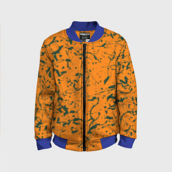 Детский бомбер Оранжевый с брызгами зеленой краски