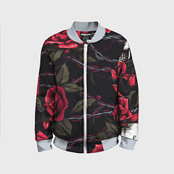 Детский бомбер Череп и красные розы